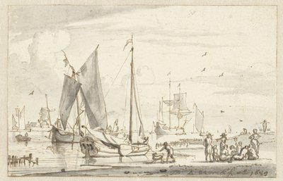 Riverbank com alguns navios de Abraham Storck