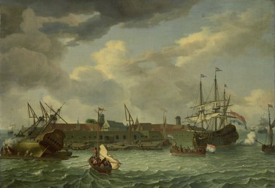 A ilha de Onrust perto de Batavia de Abraham Storck