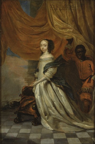 Retrato de Hedvig Eleonora de Holstein-Gottorp (1636-1715), Rainha da Suécia, de Wuchters, Abraham (1610-1682). Óleo sobre cobre. Dimensão: 35x23 cm. Museu Nacional de Estocolmo de Abraham Wuchters