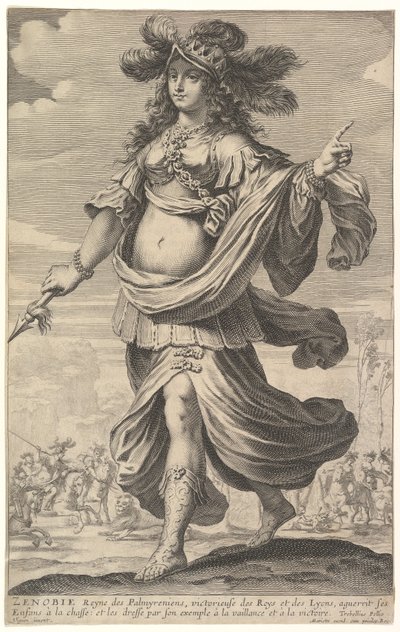 Zenobia, uma ilustração de "La Gallerie des femmes fortes" de Pierre Le Moyne, c.1647 (gravura e gravura) de Abraham and Rousselet Gilles Bosse