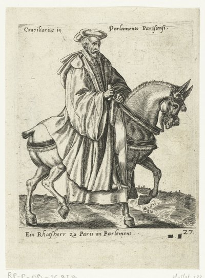 Conselheiro francês a cavalo de Abraham de Bruyn (attributed to)