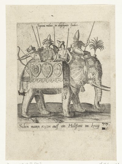 Índios sobre um elefante de guerra de Abraham de Bruyn (attributed to)