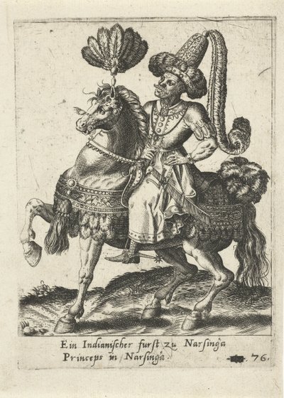 Monarca indiano a cavalo de Abraham de Bruyn (attributed to)