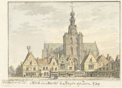 Igreja e mercado em Bergen op Zoom de Abraham de Haen (II)