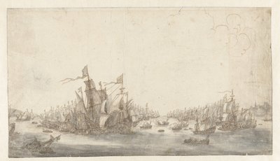 A batalha naval em Duins de Abraham de Verwer