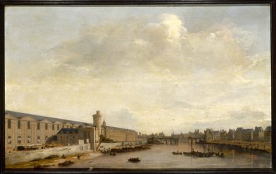 A Grande Galerie do Louvre, com a Porte Neuve e a Tour de Bois, cerca de 1640 (óleo sobre madeira) de Abraham de Verwer