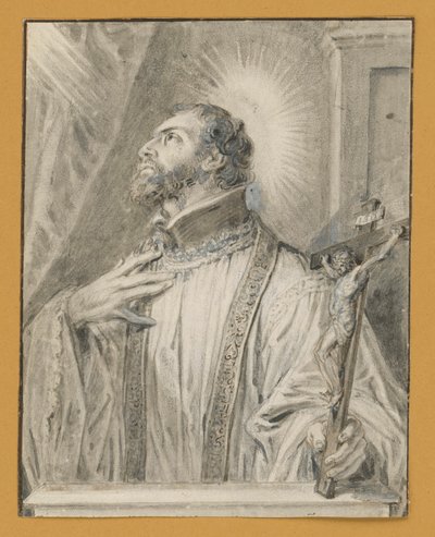 Busto de um santo com crucifixo na mão esquerda de Abraham van Diepenbeeck