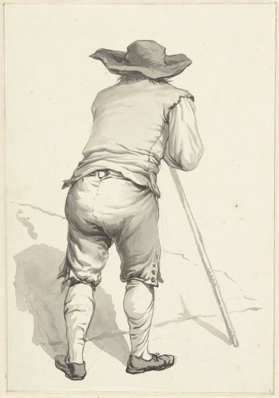 Homem inclinado para a frente num pau, visto de trás de Abraham van Strij (I)