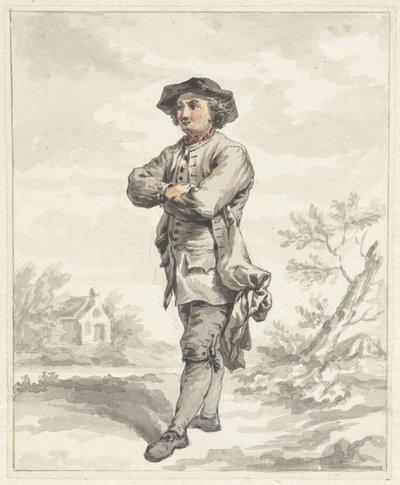 Homem em pé, braços cruzados, virado para a esquerda de Abraham van Strij (I)
