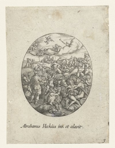 Oval com os deuses olímpicos nas nuvens
Konstbüchlein den Goldschmiden dienstlich (título da série) de Abraham van den Hecken