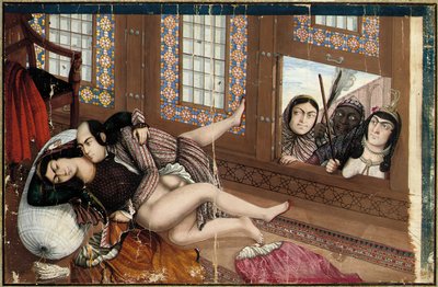 Amantes abraçados, segunda metade do século XIX (guache sobre papel) (ver também 2629159-60) de Abu