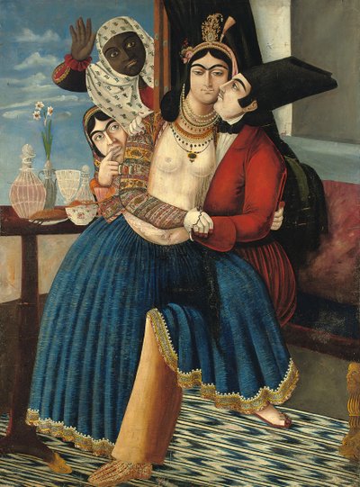 Um casal amoroso, final do século XIX de Abul Hassan Ghaffari