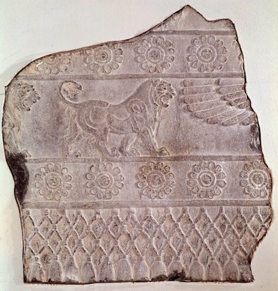 Fragmento de baixo relevo representando um leão andante. De Persepolis (Irã) Epoque Routenide, 460 AC. Seattle, Museu de Arte de Achaemenid