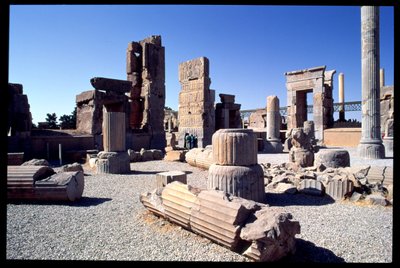 Vista, de, a, oeste, entrada, para, a, cem, coluna, corredor de Achaemenid