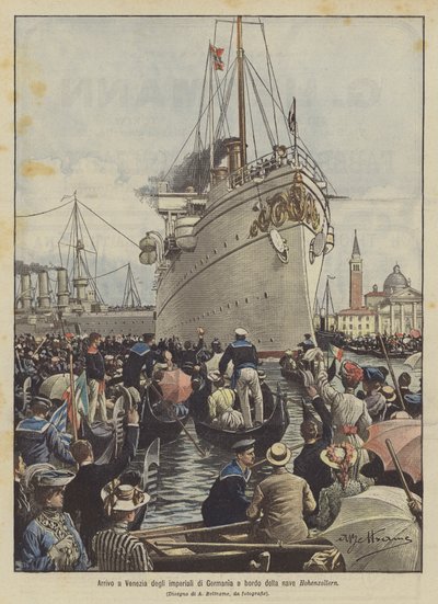 Chegada da Alemanha imperial em Veneza a bordo do navio Hohenzollern de Achille Beltrame