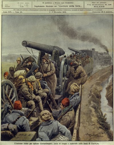 Guerra dos Balcãs (1912-1913), Último esforço para salvar Constantinopla enviando tropas e mercadorias para a linha de Ciafalda, 1 de dezembro de Achille Beltrame