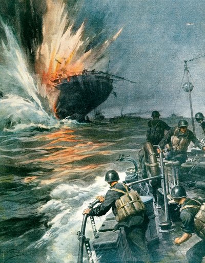 Navio mercante britânico afundado pelo MAS italiano no Mediterrâneo, 3 de agosto de Achille Beltrame