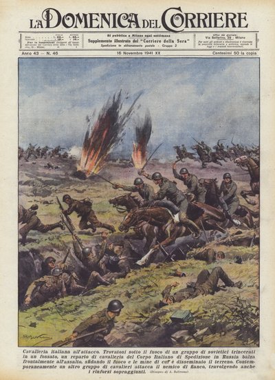 Ataque de cavalaria italiana de Achille Beltrame