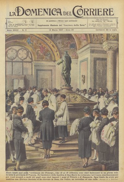 Cem crianças nascidas na semana do Príncipe (de 12 a 19 de fevereiro) foram batizadas de Achille Beltrame