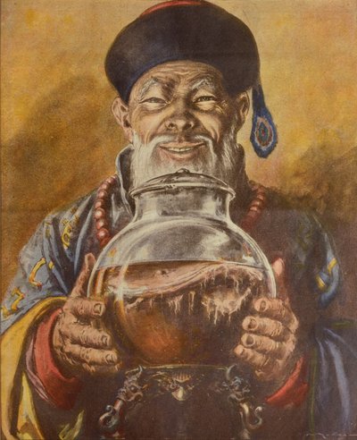 Cogumelo chinês, de Achille Beltrame, ilustração, Ilustrador Walter Molino (1915-1997), de La Domenica del Corriere de Achille Beltrame