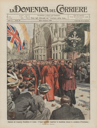 Encerramento do Congresso Eucarístico em Londres, o legado pontifício dá a bênção de Achille Beltrame