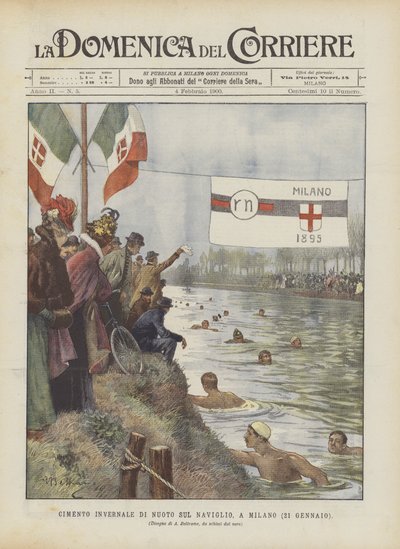 Inverno Cimento Di Nuoto Sul Naviglio, Milão (21 de janeiro) de Achille Beltrame