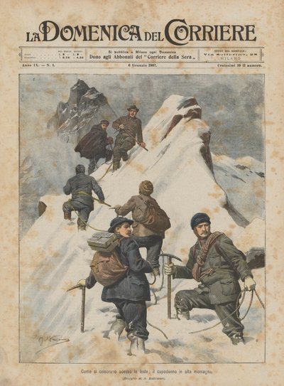 Como as celebrações são celebradas agora, véspera de Ano Novo nas altas montanhas de Achille Beltrame