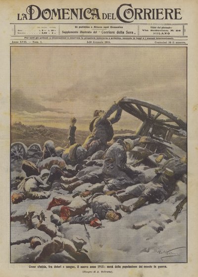 Como uma sinizia, entre dores e sangue, o novo ano de 1915, metade da população mundial em guerra de Achille Beltrame