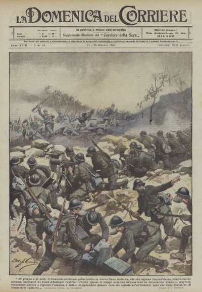 De dia e de noite o Comando Austríaco está jogando contra a nova linha italiana, que foi apenas de Achille Beltrame