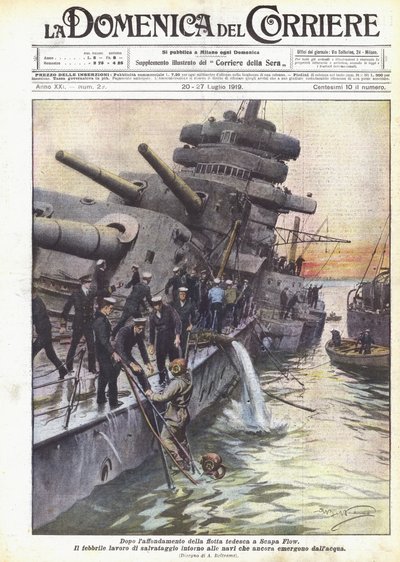 Após o naufrágio da frota alemã para Scapa Flow de Achille Beltrame