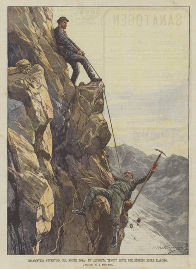 Aventura dramática no Monte Rosa, um montanhista realizou sete horas suspenso acima do abismo de Achille Beltrame