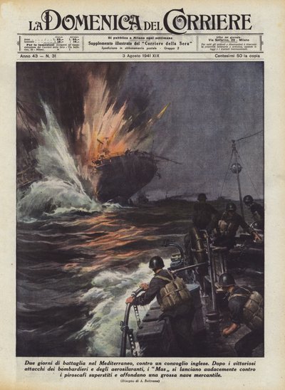Dois dias de batalha no Mediterrâneo, contra um comboio inglês de Achille Beltrame