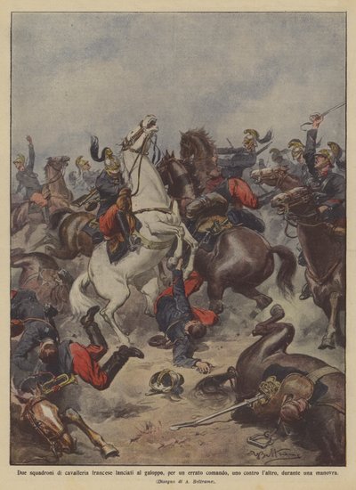 Dois esquadrões de cavalaria francesa jogados a galope, por um comando errado de Achille Beltrame
