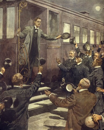 A partida do Duque dos Abruzzi para o Pólo Norte, o seu adeus ao rei, 28 de Maio de Achille Beltrame
