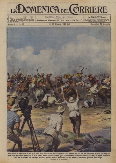 Durante a filmagem de um grande filme da antiga vida etíope no país Galla, ficção de Achille Beltrame