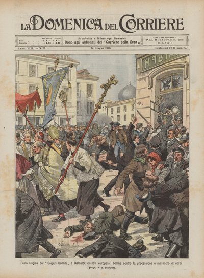 Tragédia de Corpus Christi em Bielostok (Rússia Européia), bombas contra a procissão e massacre de judeus de Achille Beltrame