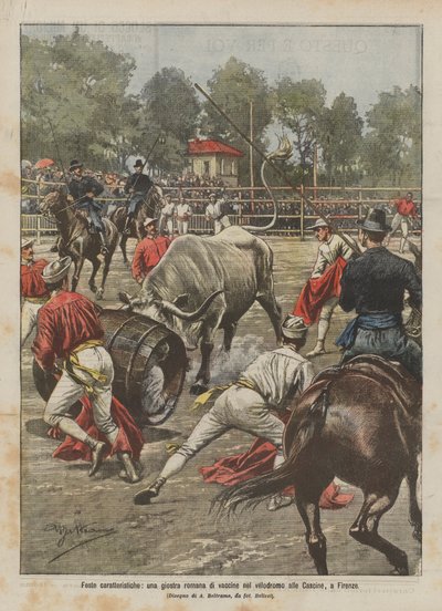 Festas típicas, um carrossel romano de vacinas no velódromo da Cascine, em Florença de Achille Beltrame