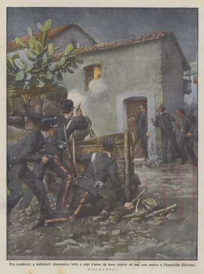 Entre carabinieri e malfeitores, uma luta dramática contra armas de fogo em torno de uma casa rústica de Achille Beltrame