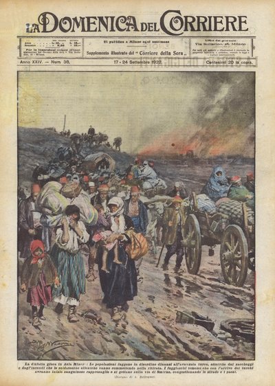 Gregos fugindo de Esmirna, Guerra Greco-Turca (1919-1922) 1922 de Achille Beltrame