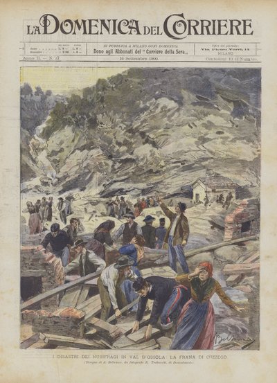 Os desastres de tempestades em Val DOssola, La Frana Di Cuzzego de Achille Beltrame