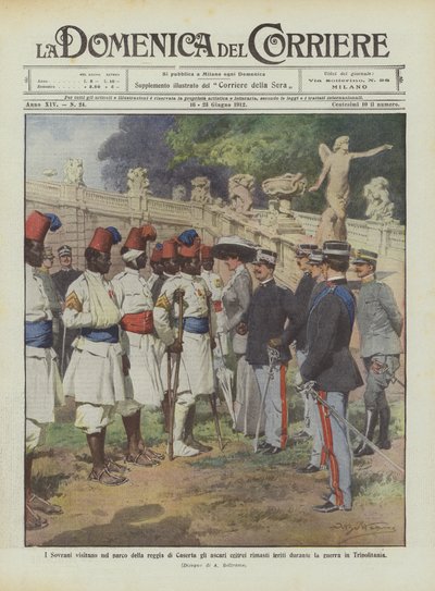 Os soberanos visitam as asri eritreias feridas durante o parque no palácio real de Caserta de Achille Beltrame