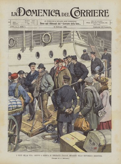 Eu Vinti Della Vita, Chegada Em Gênova De Emigrantes Italianos Enlouquecidos Na República Da Argentina de Achille Beltrame