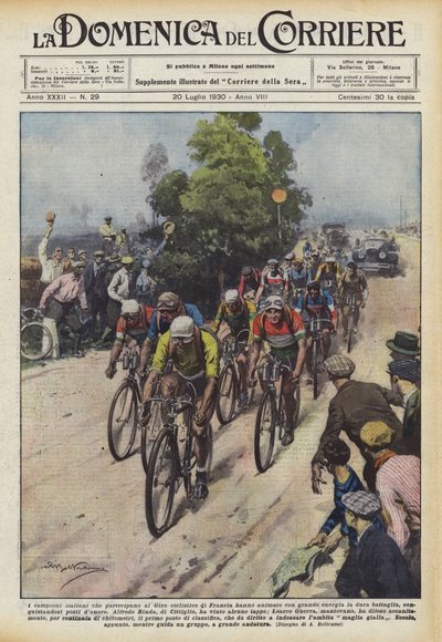 Os campeões italianos que participaram da turnê de ciclismo da França se animaram com muita energia de Achille Beltrame