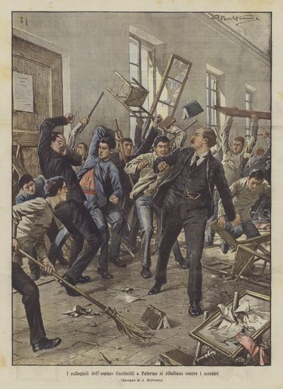 O colegiado do hospício Garibaldi em Palermo se rebelar contra os mestres de Achille Beltrame