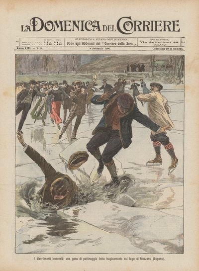 Diversões de inverno, uma competição de skate que terminou tragicamente no Lago Muzzano (Lugano) de Achille Beltrame