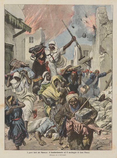 Os fatos graves de Marrocos, o bombardeio e a pilhagem de Casa Blanca de Achille Beltrame
