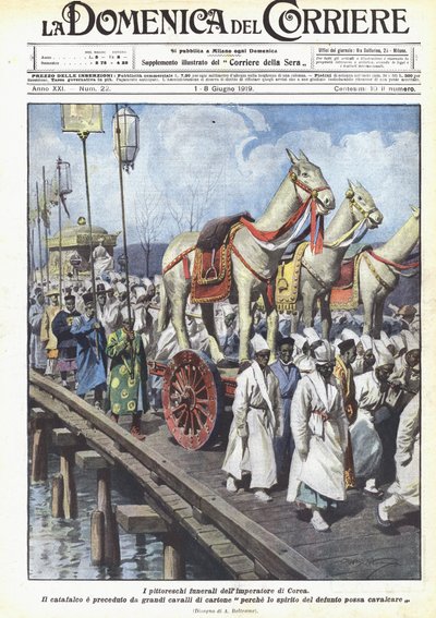 O funeral pitoresco do imperador da Coreia de Achille Beltrame