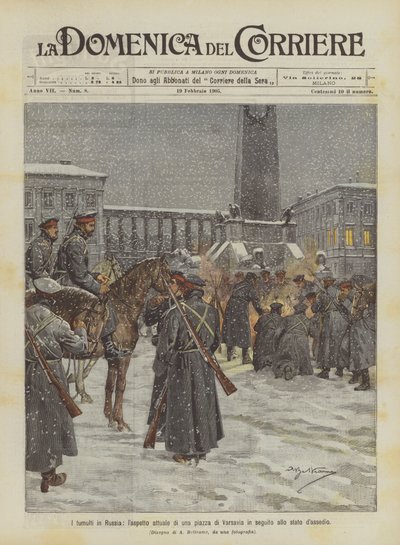Motins na Rússia, a aparência atual de uma praça de Varsóvia após o estado do estado de Achille Beltrame