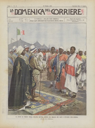 O Conde De Turim Na Colônia Eritreia Recebe A Homenagem Das Cabeças E Notáveis Do Asmara de Achille Beltrame
