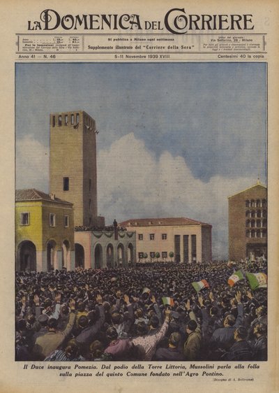 O Duce inaugura Pomezia de Achille Beltrame